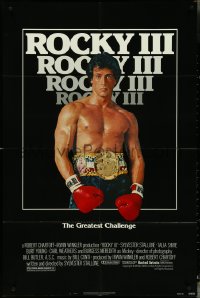 4p0889 ROCKY III 1sh 1982 image of boxer & director Sylvester Stallone with gloves & title belt!