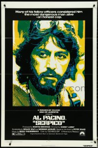 4p0896 SERPICO 1sh 1974 great image of undercover cop Al Pacino, Sidney Lumet crime classic!