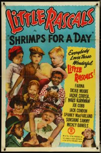4p0905 SHRIMPS FOR A DAY 1sh R1952 Dickie Moore, Joe Cobb, Farina, Jackie Cooper, Our Gang kids!