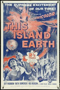 4p0944 THIS ISLAND EARTH 1sh R1964 sci-fi classic, wonderful art with mutants, Domergue, Reason!