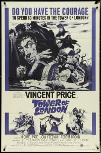 4p0955 TOWER OF LONDON 1sh 1962 Vincent Price, Roger Corman, montage of horror artwork!