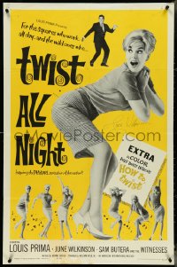 4p0960 TWIST ALL NIGHT signed 1sh 1962 by June Wilkinson who's pictured dancing + Louis Prima!