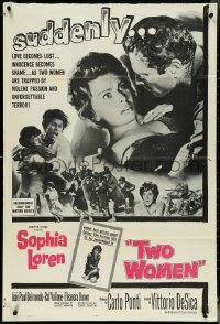 4p0961 TWO WOMEN 1sh 1961 Sophia Loren, Vittorio De Sica, suddenly love becomes lust!