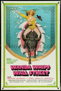 4p0968 WANDA WHIPS WALL STREET 1sh 1982 great Tom Tierney art of Veronica Hart riding bull, x-rated!