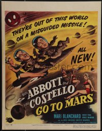4p0078 ABBOTT & COSTELLO GO TO MARS WC 1953 art of wacky astronauts Bud & Lou in outer space!