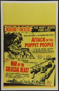4p0081 ATTACK OF THE PUPPET PEOPLE/WAR OF COLOSSAL BEAST WC 1958 you won't believe your eyes!