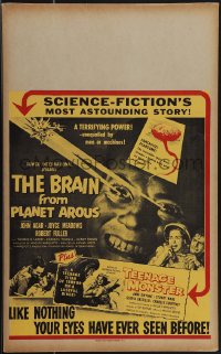 4p0086 BRAIN FROM PLANET AROUS/TEENAGE MONSTER Benton WC 1957 wacky monster with rays from eyes!