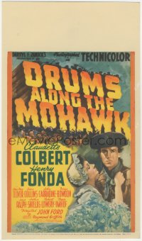 4p0128 DRUMS ALONG THE MOHAWK mini WC 1939 John Ford, art of Claudette Colbert & Henry Fonda, rare!