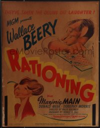 4p0102 RATIONING WC 1944 great Al Hirschfeld art of Wallace Beery & Marjorie Main, ultra rare!