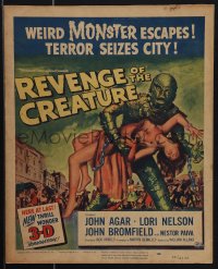 4p0103 REVENGE OF THE CREATURE 3D WC 1955 Reynold Brown art of the weird monster carrying sexy gir!