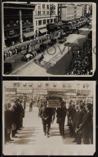 4p1151 RUDOLPH VALENTINO FUNERAL 3 from 7x9.25 to 8x10 stills 1926 showing immense crowds & casket!