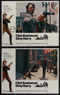 4p0569 DIRTY HARRY 8 int'l LCs 1971 great images of Clint Eastwood, Don Siegel crime classic!