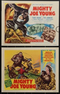 4p0583 MIGHTY JOE YOUNG 8 LCs 1949 1st Ray Harryhausen, Widhoff art of ape vs cowboys, complete set!