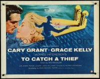 4r0378 TO CATCH A THIEF 1/2sh 1955 romantic c/u art of Grace Kelly & Cary Grant, Hitchcock, rare!