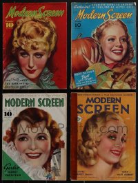 4s0440 LOT OF 4 MODERN SCREEN MOVIE MAGAZINES 1930s filled with great images & information!
