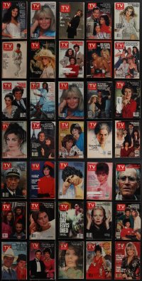 4s0872 LOT OF 35 TV GUIDE MAGAZINES 1960s-1980s filled with great images & information!