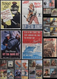 4s0133 LOT OF 29 FOLDED WAR REPRODUCTION POSTERS 2000s patriotic art from World War II & more!