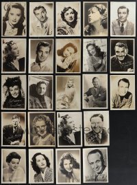 4s0862 LOT OF 23 1930S 5X7 MOSTLY WITH FACSIMILE AUTOGRAPHS FAN PHOTOS 1930s Stanwyck & more!