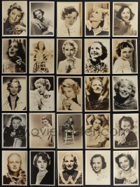 4s0860 LOT OF 25 1930S 5X7 FAN PHOTOS WITH FACSIMILE AUTOGRAPHS 1930s Myrna Loy, Loretta Young!