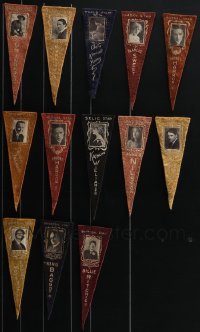 4s0891 LOT OF 13 FELT PENNANTS 1910s Clara Kimball Young, Blanche Sweet & other silent stars!