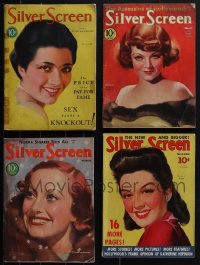 4s0438 LOT OF 4 SILVER SCREEN MOVIE MAGAZINES 1930s-1940s filled with great images & information!
