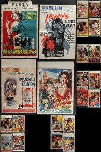 4s0631 LOT OF 22 MOSTLY FORMERLY FOLDED BELGIAN POSTERS 1950s-1960s a variety of movie images!