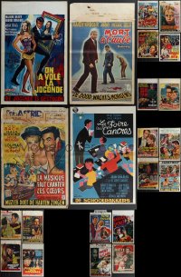 4s0628 LOT OF 26 MOSTLY FORMERLY FOLDED BELGIAN POSTERS 1960s a variety of movie images!