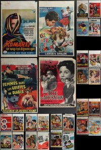 4s0627 LOT OF 28 MOSTLY FORMERLY FOLDED BELGIAN POSTERS 1960s-1970s a variety of movie images!