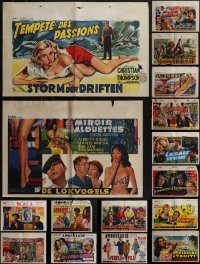 4s0632 LOT OF 20 MOSTLY FORMERLY FOLDED HORIZONTAL BELGIAN POSTERS 1950s-1960s cool movie images!