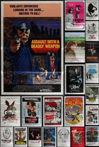 4s0955 LOT OF 45 FORMERLY TRI-FOLDED ONE-SHEETS 1970s-1980s a variety of cool movie images!