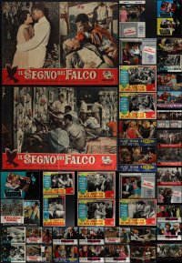 4s0663 LOT OF 75 FORMERLY FOLDED ITALIAN 19X27 PHOTOBUSTAS 1950s-1970s a variety of movie images!
