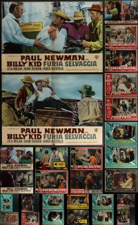 4s0690 LOT OF 41 FORMERLY FOLDED 1950s-1960s ITALIAN 19X27 PHOTOBUSTAS 1950s-1960s a variety of movie images!
