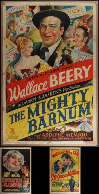 4s0006 LOT OF 3 ONE-SHEETS GLUED TO BOARD 1930s Mighty Barnum, Adventures in Diamonds & more!