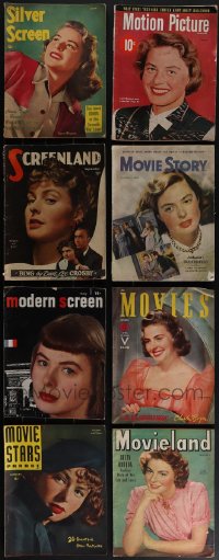4s0425 LOT OF 8 MOVIE MAGAZINES WITH INGRID BERGMAN COVERS 1940s Silver Screen, Motion Picture!