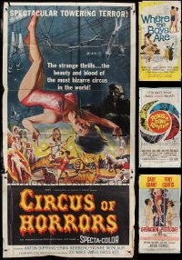 4s0123 LOT OF 4 FOLDED THREE-SHEETS 1950s-1960s Circus of Horrors, Operation Petticoat & more!
