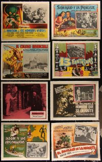 4s0028 LOT OF 8 LINENBACKED HORROR/SCI-FI 11X14 MEXICAN LOBBY CARDS 1950s-1960s cool movie images!