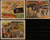 4s0029 LOT OF 3 LINENBACKED SUPERMAN MEXICAN LOBBY CARDS 1960s great border art & inset images!
