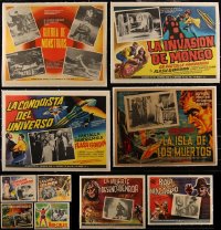 4s0027 LOT OF 10 LINENBACKED HORROR/SCI-FI/FANTASY MEXICAN LOBBY CARDS 1950s-1960s cool movie images!