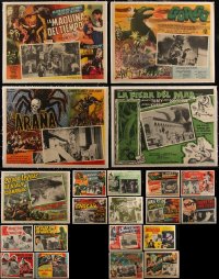 4s0023 LOT OF 21 LINENBACKED HORROR/SCI-FI MEXICAN LOBBY CARDS 1950s-1970s great movie images!