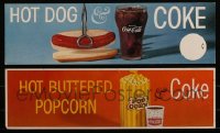 4s0640 LOT OF 2 UNFOLDED COCA-COLA CONCESSIONS SIGNS 1960s great addition for your home theater!