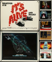 4s0650 LOT OF 8 UNFOLDED HORROR/SCI-FI HALF-SHEETS 1970s-1980s a variety of cool movie images!