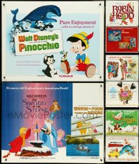 4s0649 LOT OF 10 UNFOLDED WALT DISNEY HALF-SHEETS 1970s-1980s from animation & live action movies!