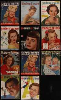 4s0416 LOT OF 11 MODERN SCREEN MOVIE MAGAZINES 1940s-1950s filled with great images & information!