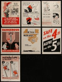 4s0581 LOT OF 7 UNFOLDED NATIONAL SAFETY COUNCIL 8 1/2X11 1/2 SAFETY POSTERS 1940s-1950s cool!