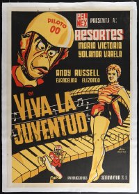 4s0038 LOT OF 3 EXPORT LINENBACKED MEXICAN POSTERS 1956 Resortes, Lola Flores, Luis Aguilar!