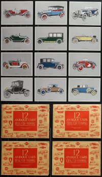 4s0598 LOT OF 3 SETS OF 12 ANTIQUE CAR PRINTS & 1 EXTRA BAG 1972 two sets are still sealed!