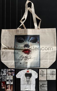4s0569 LOT OF 11 ELIZABETH TAYLOR ITEMS 1960s-1990s T-shirt, tote bag, photos, pressbooks & more!