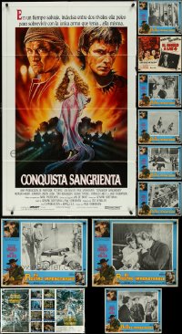 4s0131 LOT OF 12 FOLDED SPANISH/US POSTERS & MEXICAN LOBBY CARDS 1950s-1980s cool movie images!