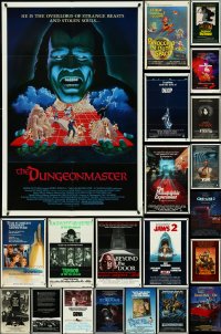 4s0235 LOT OF 58 FOLDED HORROR/SCI-FI/FANTASY ONE-SHEETS 1970s-1980s a variety of cool images!