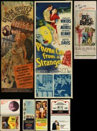 4s0931 LOT OF 11 UNFOLDED & FORMERLY FOLDED HALF-SHEETS & INSERTS 1950s-1970s cool movie images!
